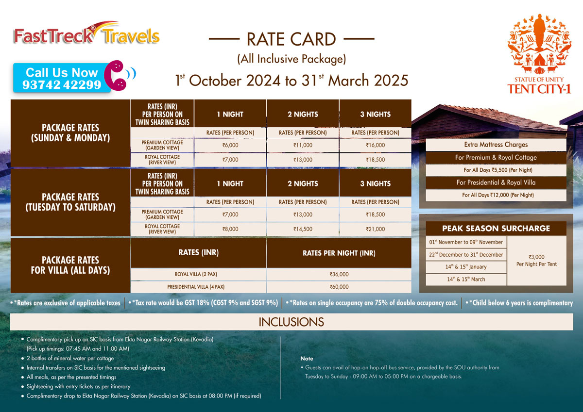 Statue of Unity Tent City - 1 All Inclusive Package