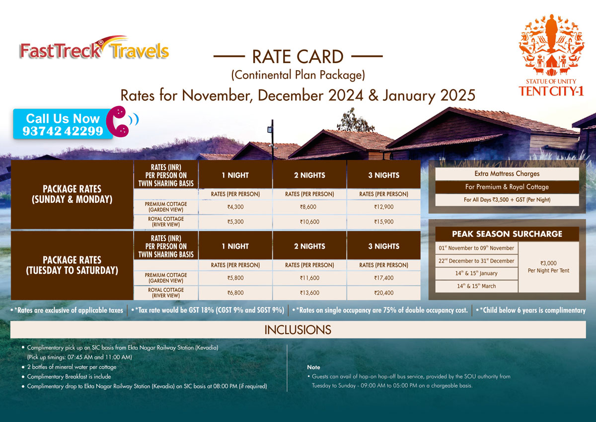 Statue of Unity Tent City - 1 Stay only Package